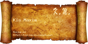 Kis Maxim névjegykártya